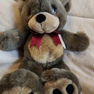 NTW 1993 Precious Moments Brown Teddy Bear with Red Bow